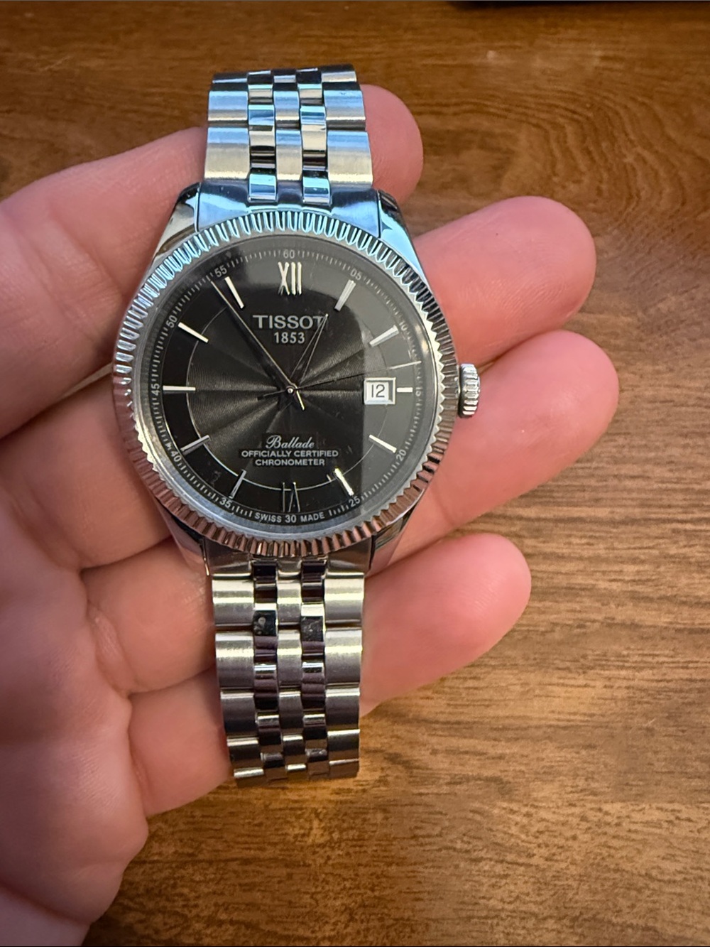 Tissot Ballade Silver Stainless Steel Watch with Black Dial